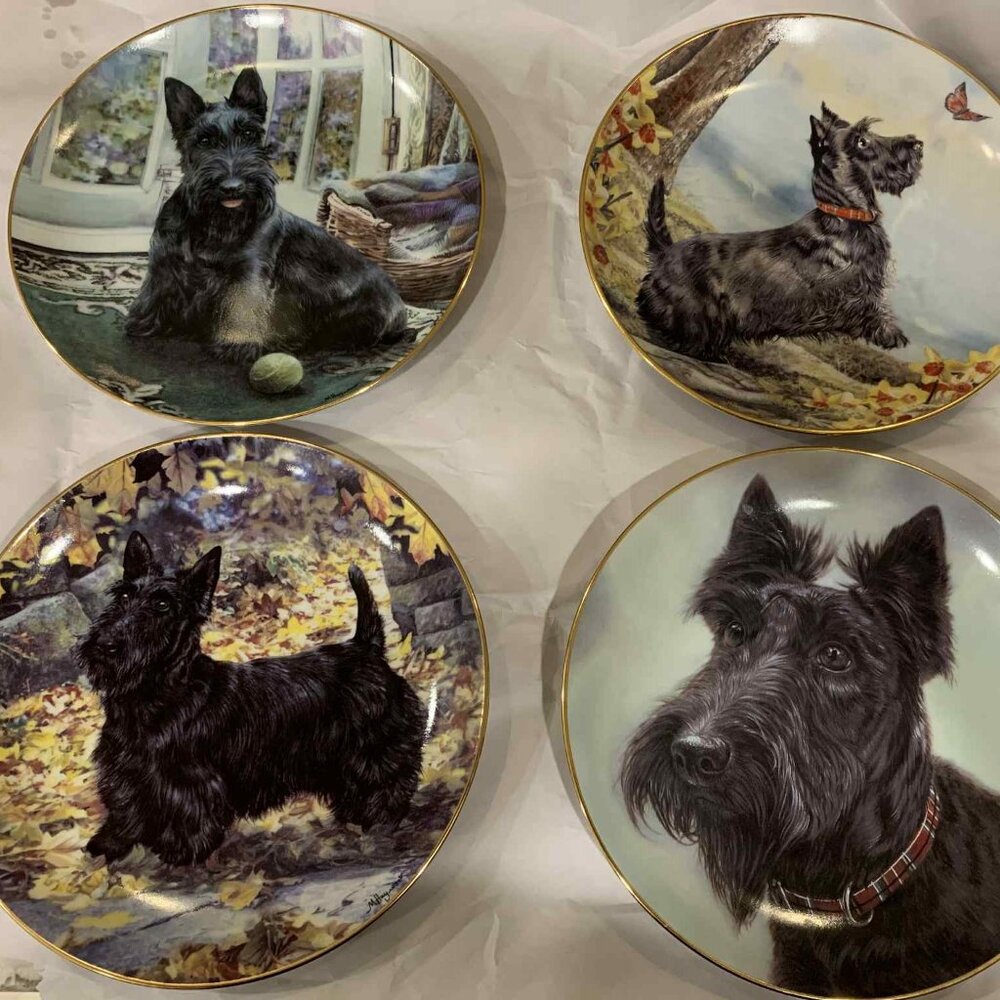 4 Danbury Mint  Scottish Terrier Dog Plate Mandie Haywood NUMBERD B208